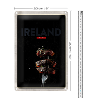 Blechschild Reise 20x30cm Irland Fleisch Steack Gabel