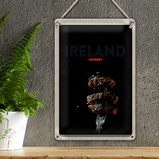 Blechschild Reise 20x30cm Irland Fleisch Steack Gabel