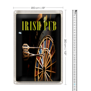 Blechschild Reise 20x30cm Irland Kneipen Spiel Dartboard