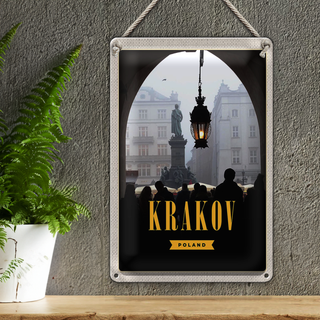 Blechschild Reise 20x30cm Krakow Stadt Basar Sehenswürdigkeit