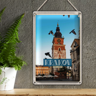 Blechschild Reise 20x30cm Krakow Polen Riese Europa Gemälde