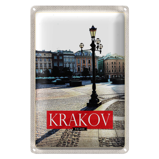 Blechschild Reise 20x30cm Krakow Gebäude Polen Innenstadt