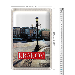 Blechschild Reise 20x30cm Krakow Gebäude Polen Innenstadt