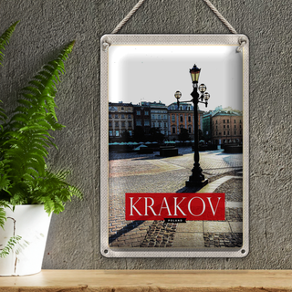 Blechschild Reise 20x30cm Krakow Gebäude Polen Innenstadt