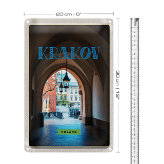 Blechschild Reise 20x30cm Krakow Gebäude Terasse Reise Sommer