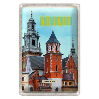 Blechschild Reise 20x30cm Krakow Polen Eingang Gebäude Stadt