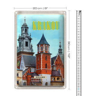 Blechschild Reise 20x30cm Krakow Polen Eingang Gebäude Stadt