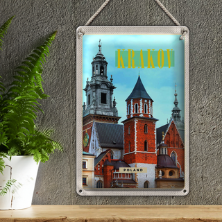 Blechschild Reise 20x30cm Krakow Polen Eingang Gebäude Stadt