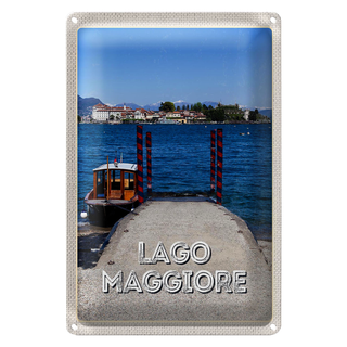 Blechschild Reise 20x30cm Lago Maggiore Luxus Insel Meer