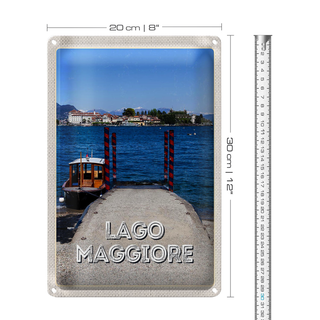 Blechschild Reise 20x30cm Lago Maggiore Luxus Insel Meer