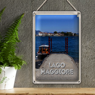 Blechschild Reise 20x30cm Lago Maggiore Luxus Insel Meer