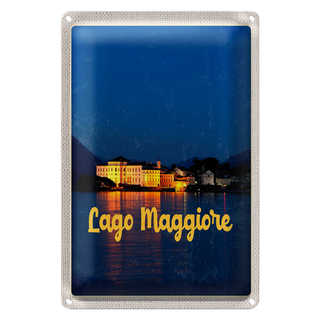 Blechschild Reise 20x30cm Lago Maggiore Insel bei Nachr Meer