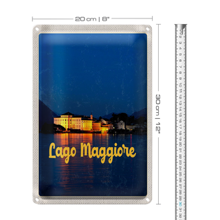 Blechschild Reise 20x30cm Lago Maggiore Insel bei Nachr Meer