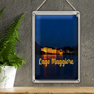 Blechschild Reise 20x30cm Lago Maggiore Insel bei Nachr Meer