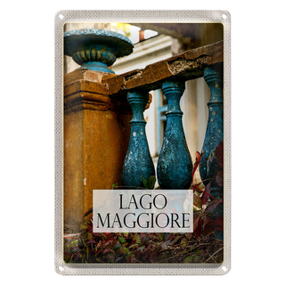 Blechschild Reise 20x30cm Lago Maggiore Balkon Gemälde Stein