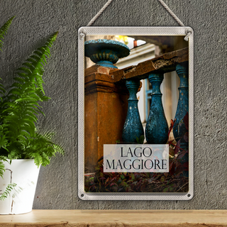 Blechschild Reise 20x30cm Lago Maggiore Balkon Gemälde Stein