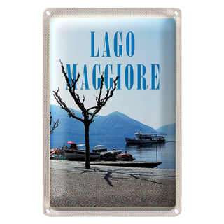 Blechschild Reise 20x30cm Lago Maggiore Boote Schifftour Meer tinsign