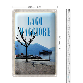 Blechschild Reise 20x30cm Lago Maggiore Boote Schifftour Meer tinsign