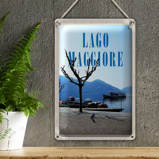 Blechschild Reise 20x30cm Lago Maggiore Boote Schifftour Meer tinsign