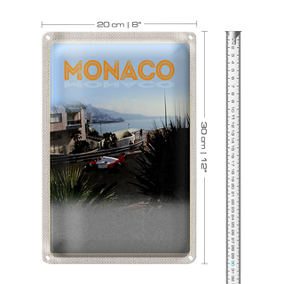 Blechschild Reise 20x30cm Monaco Frankreich Autorennen Strand