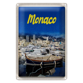 Blechschild Reise 20x30cm Monaco Frankreich Yacht Strand Meer