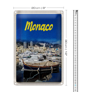 Blechschild Reise 20x30cm Monaco Frankreich Yacht Strand Meer