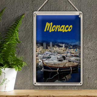 Blechschild Reise 20x30cm Monaco Frankreich Yacht Strand Meer