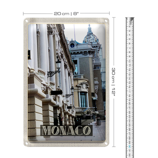 Blechschild Reise 20x30cm Monaco Frankreich Schiff Luxusstadt