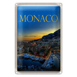 Blechschild Reise 20x30cm Monaco Frankreich Yacht Luxus