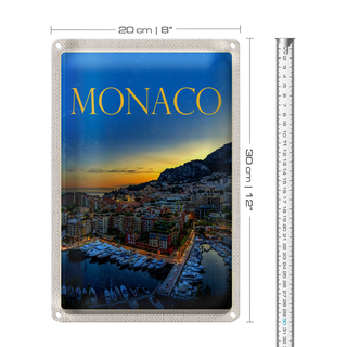 Blechschild Reise 20x30cm Monaco Frankreich Yacht Luxus