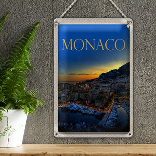 Blechschild Reise 20x30cm Monaco Frankreich Yacht Luxus