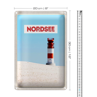 Blechschild Reise 20x30cm Nordsee Deutschland Meer Leuchtturm