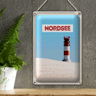 Blechschild Reise 20x30cm Nordsee Deutschland Meer Leuchtturm