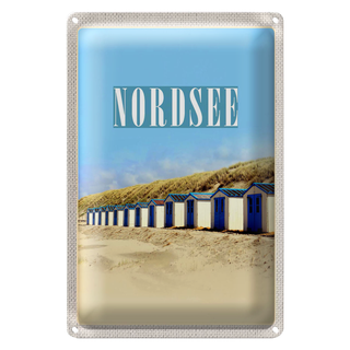 Blechschild Reise 20x30cm Nordsee Strand Stranhäusschen Sonner