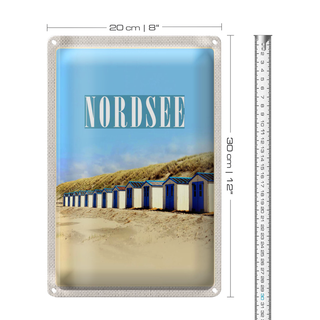 Blechschild Reise 20x30cm Nordsee Strand Stranhäusschen Sonner