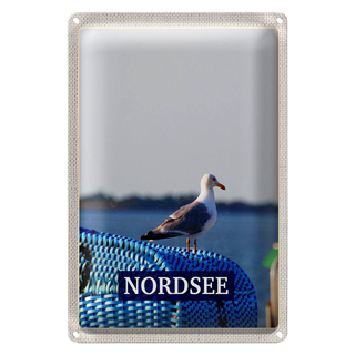 Blechschild Reise 20x30cm Nordsee Möwe Strand Meer Urlaub Trip
