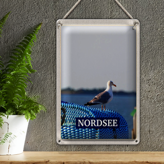 Blechschild Reise 20x30cm Nordsee Möwe Strand Meer Urlaub Trip