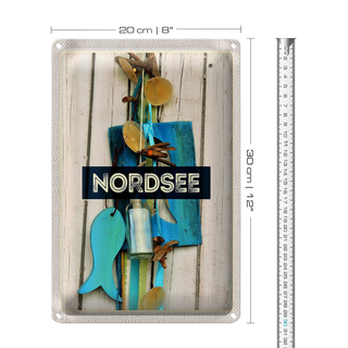 Blechschild Reise 20x30cm Nordsee Anhänger Fisch