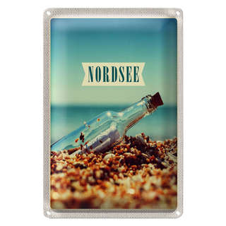 Blechschild Reise 20x30cm Nordsee Strand Meer Flaschenpost