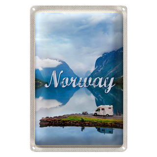 Blechschild Reise 20x30cm Norwegen Camping Meer Reise Natur