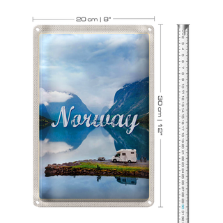 Blechschild Reise 20x30cm Norwegen Camping Meer Reise Natur