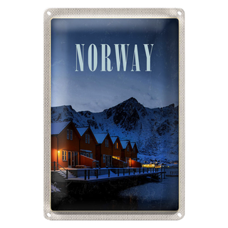 Blechschild Reise 20x30cm Norwegen Winter Schnee Urlaubsort