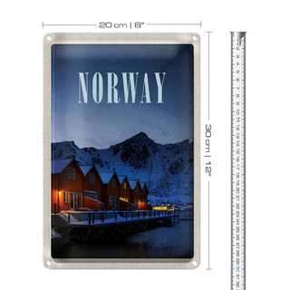 Blechschild Reise 20x30cm Norwegen Winter Schnee Urlaubsort