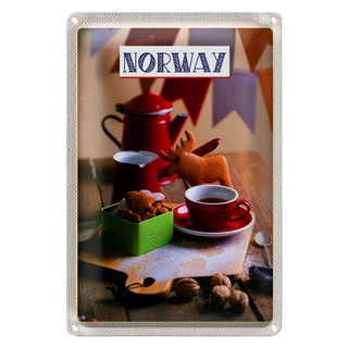 Blechschild Reise 20x30cm Norwegen Winter Hirsch