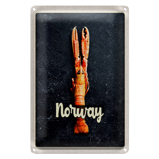 Blechschild Reise 20x30cm Norwegen Fischgerichte Krabben Urlaub