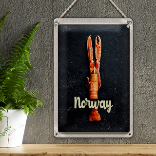Blechschild Reise 20x30cm Norwegen Fischgerichte Krabben Urlaub