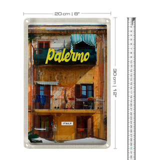 Blechschild Reise 20x30cm Palermo Italien Gebäude Urlaubsort