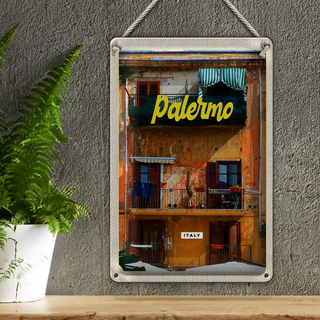 Blechschild Reise 20x30cm Palermo Italien Gebäude Urlaubsort