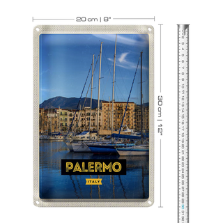 Blechschild Reise 20x30cm Palermo Italien Meer Boote