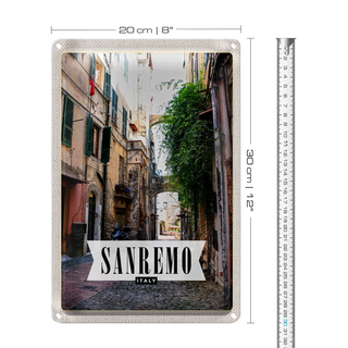 Blechschild Reise 20x30cm Sanremo Italien Ansicht Architektur
